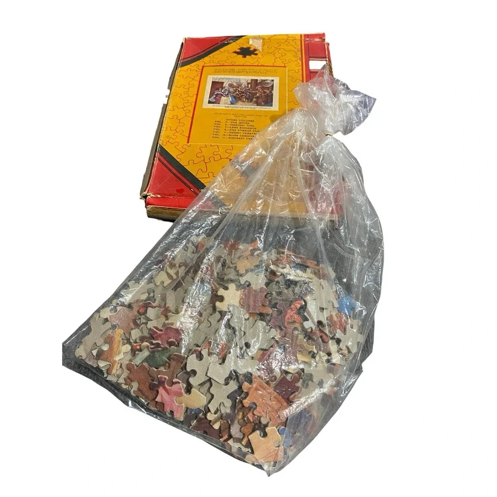 Vintage Waddington Giant Jig-Saw Puzzle Lot 439 Pc Viking Jig-Saw 1930s 4x